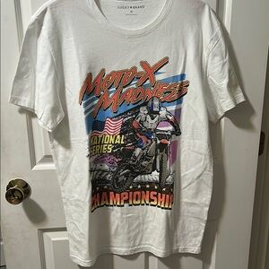 Lucky Brand White 'Moto X Madness' Graphic T-Shirt size m new